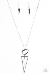 Paparazzi "Keep A Sharp Lookout" Silver Necklace & Earring Set Paparazzi Jewelry