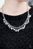 Paparazzi "BLING Down The Curtain" Silver Pearl Bead Fringe Necklace & Earring Set Paparazzi Jewelry
