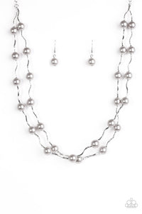 Paparazzi "Ahead Of The FAME" Silver Necklace & Earring Set Paparazzi Jewelry