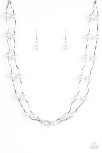 Paparazzi VINTAGE VAULT "Ahead Of The FAME" White Necklace & Earring Set Paparazzi Jewelry