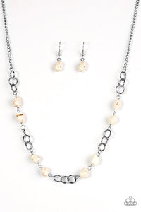 Paparazzi "Bedrock Bounty" White Necklace & Earring Set Paparazzi Jewelry