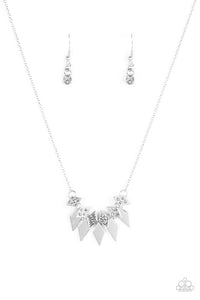 Paparazzi "Over The Edge" Silver Necklace & Earring Set Paparazzi Jewelry