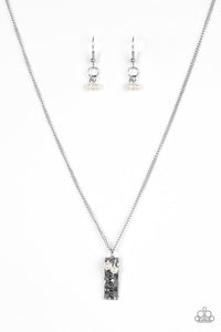 Paparazzi "Laugh Often" White Pearl Silver Plate Engraved LAUGH Necklace & Earring Set Paparazzi Jewelry