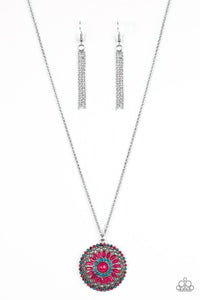 Paparazzi "Colorful Carousels" Multi Blue Pink Crystal Like Bead Silver Tone Necklace & Earring Set Paparazzi Jewelry