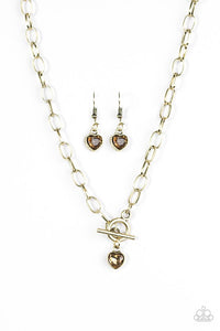 Paparazzi "Let Your Heart Shine" Brass Necklace & Earring Set Paparazzi Jewelry