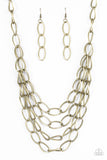 Paparazzi "Chain Reaction" Brass Necklace & Earring Set Paparazzi Jewelry