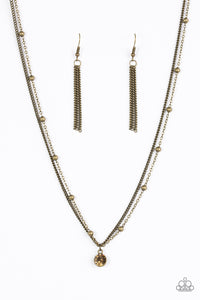 Paparazzi "FAME Time" Brass Chain Topaz Rhinestone Necklace & Earring Set Paparazzi Jewelry