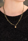 Paparazzi "FAME Time" Brass Chain Topaz Rhinestone Necklace & Earring Set Paparazzi Jewelry
