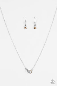 Paparazzi "First Rate Fashion" Brown Topaz Rhinestone Silver Necklace & Earring Set Paparazzi Jewelry