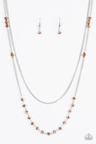 Paparazzi VINTAGE VAULT "Rich With Glitz" Brown Necklace & Earring Set Paparazzi Jewelry