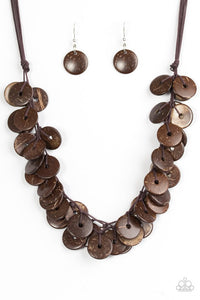 Paparazzi "Jammin In Jamaica" Brown Wooden Disc Necklace & Earring Set Paparazzi Jewelry