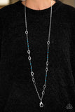 Paparazzi "Sparkling Sophistication" Blue Crystal Like Bead Silver Tone Lanyard & Earring Set Paparazzi Jewelry