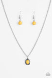 Paparazzi "Season To Cherish" Yellow Bead Frilly Frame Silver Tone Necklace & Earring Set Paparazzi Jewelry