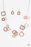 Paparazzi VINTAGE VAULT "GEO-ing Strong" Copper Necklace & Earring Set Paparazzi Jewelry