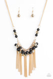 Paparazzi "Modern Mechanics" Black Gold Necklace & Earring Set Paparazzi Jewelry