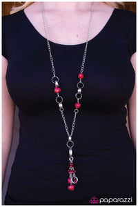 Paparazzi "PIECE of Mind" Red Necklace & Earring Set Paparazzi Jewelry