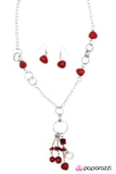 Paparazzi "PIECE of Mind" Red Necklace & Earring Set Paparazzi Jewelry