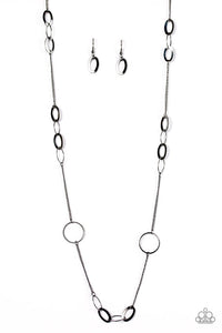 Paparazzi "Standard Style" Black Gunmetal Hoop Necklace & Earring Set Paparazzi Jewelry