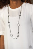 Paparazzi "Standard Style" Black Gunmetal Hoop Necklace & Earring Set Paparazzi Jewelry