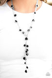Paparazzi "The FAME Changer" Black Gunmetal Pearly Bead Silver Necklace & Earring Set Paparazzi Jewelry