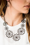 Paparazzi "Blooming With Beauty" Black Gunmetal Flower Necklace & Earring Set Paparazzi Jewelry