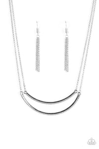 Paparazzi "Come Rain Or MOONSHINE" Silver Frame Etched Necklace & Earring Set Paparazzi Jewelry