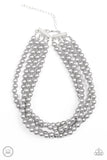 Paparazzi "Vintage Romance" Silver Pearl Choker Necklace & Earring Set Paparazzi Jewelry