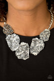 Paparazzi "Magnificently Meteorite" Silver Necklace & Earring Set Paparazzi Jewelry
