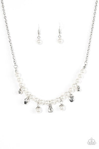 Paparazzi "A HEART-Luck Story" White Necklace & Earring Set Paparazzi Jewelry