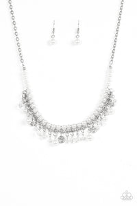 Paparazzi VINTAGE VAULT "Glamour Trove" White Necklace & Earring Set Paparazzi Jewelry