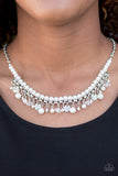 Paparazzi VINTAGE VAULT "Glamour Trove" White Necklace & Earring Set Paparazzi Jewelry