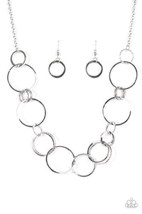 Paparazzi "Follow The RINGLEADER" Silver Necklace & Earring Set Paparazzi Jewelry