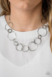 Paparazzi "Follow The RINGLEADER" Silver Necklace & Earring Set Paparazzi Jewelry