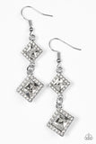 Paparazzi "Timelessly Times Square" White Earrings Paparazzi Jewelry