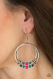 Paparazzi "Spiraling Serenity" Multi Pink Blue Bead Silver Hoop Earrings Paparazzi Jewelry