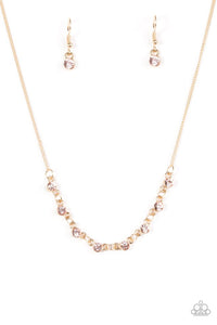 Paparazzi "Stay Sparkly" Gold Chain Pink Rhinestone Necklace & Earring Set Paparazzi Jewelry