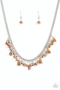 Paparazzi "Twinkling Treasure Trove" Brown Necklace & Earring Set Paparazzi Jewelry