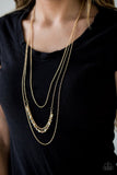 Paparazzi VINTAGE VAULT "Simply Serene" Gold Necklace & Earring Set Paparazzi Jewelry