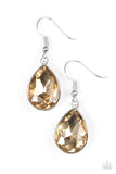 Paparazzi "Play The FAME " Brown Teardrop Gem Silver Frame Earrings Paparazzi Jewelry