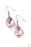 Paparazzi "Play The FAME " Pink Teardrop Gem Silver Frame Earrings Paparazzi Jewelry