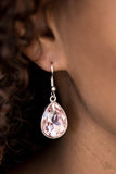 Paparazzi "Play The FAME " Pink Teardrop Gem Silver Frame Earrings Paparazzi Jewelry