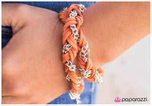 Paparazzi "Leather Permitting - Orange" bracelet Paparazzi Jewelry