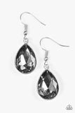 Paparazzi "Play The FAME " Silver Frame Smoky Gem Teardrop Earrings Paparazzi Jewelry