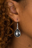 Paparazzi "Play The FAME " Silver Frame Smoky Gem Teardrop Earrings Paparazzi Jewelry