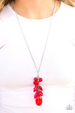 Paparazzi "Keepin it Colorful" Red Crystal Like Bead Silver Tone Necklace & Earring Set Paparazzi Jewelry