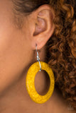 Paparazzi "Rockin Moroccan" Yellow Wooden Hoop Earrings Paparazzi Jewelry