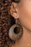 Paparazzi "Moroccan Movement" Brown Wooden Hoop Earrings Paparazzi Jewelry