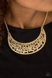 Paparazzi "Moroccan Moon" Gold Tone Plate Filigree Vine Necklace & Earring Set Paparazzi Jewelry