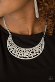 Paparazzi "Moroccan Moon" Silver Tone Plate Filigree Vine Necklace & Earring Set Paparazzi Jewelry