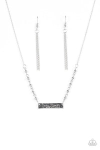 Paparazzi "I Am Strong" Silver Plate Engraved Necklace & Earring Set Paparazzi Jewelry